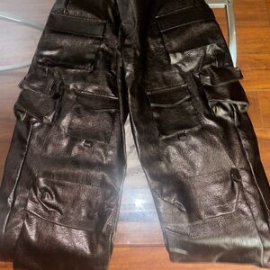 Women’s Black leather Cargo Pants